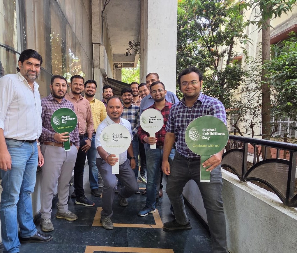 The Coconnex team marking Global Exhibitions Day with branded signage